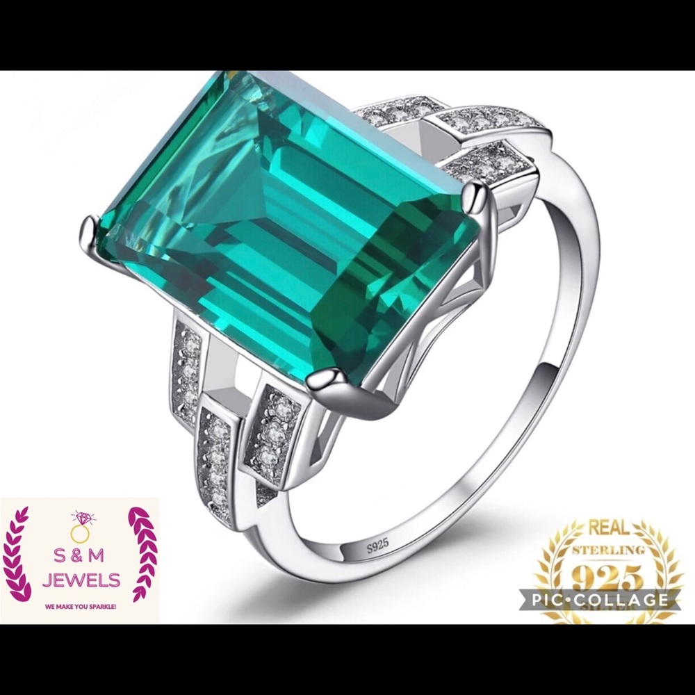 Nano emerald ring 925 sterling silver brand new